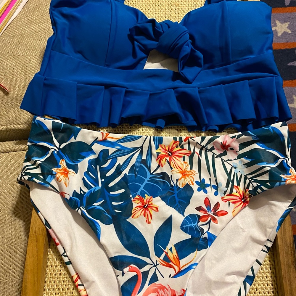 Blue Floral women’s swim suite